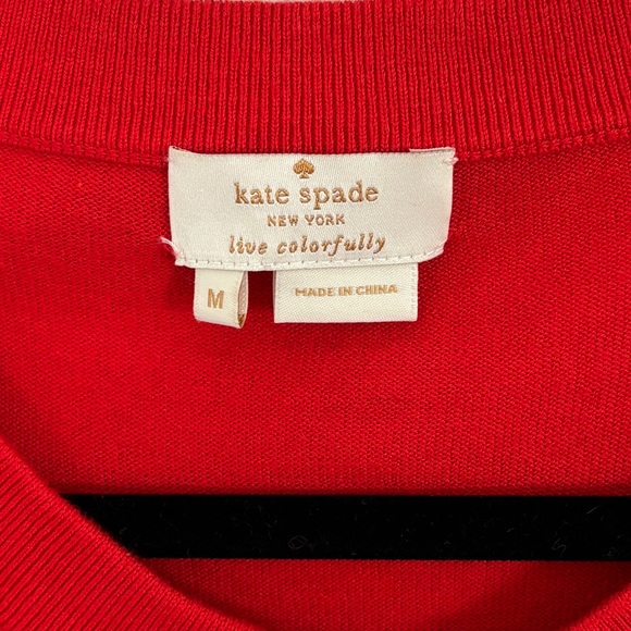 Red Kate Spade Somerset cardigan. Size medium. 70% silk and 30% cotton - Picture 4 of 10